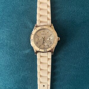 Relic Beige Silicone Strap Watch